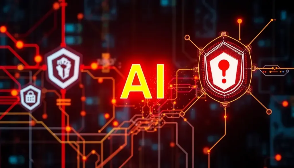 Illustration representing AI's influence on cybersecurity compliance and protection strategies.