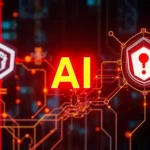 Illustration representing AI's influence on cybersecurity compliance and protection strategies.