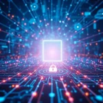 Illustration of a digital landscape with AI technologies enhancing cybersecurity strategies.