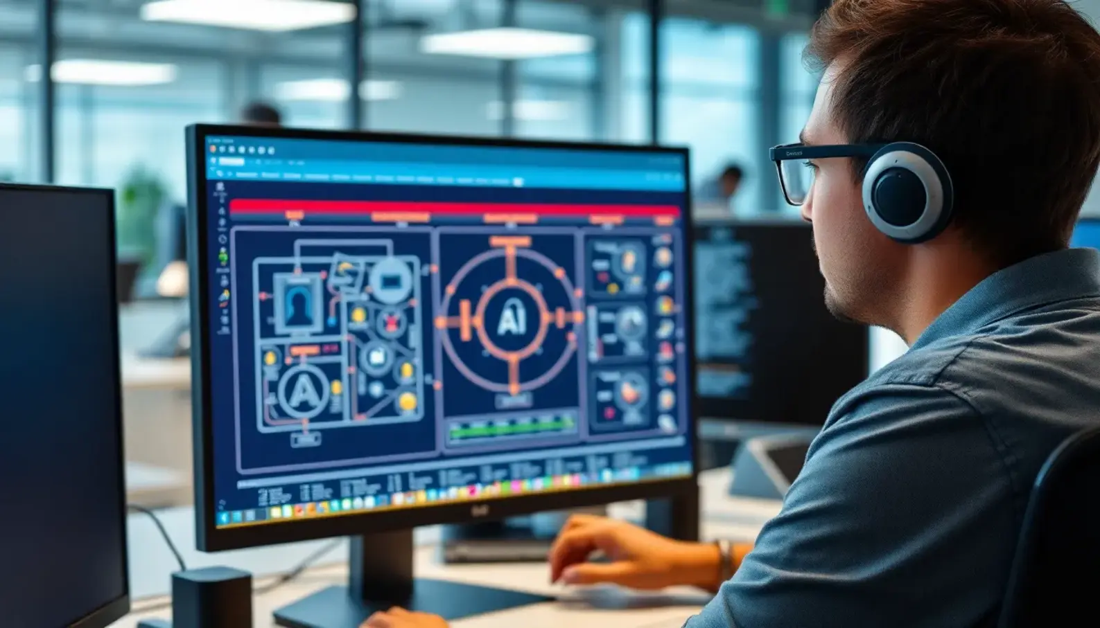 A developer analyzing AI-assisted cybersecurity data.