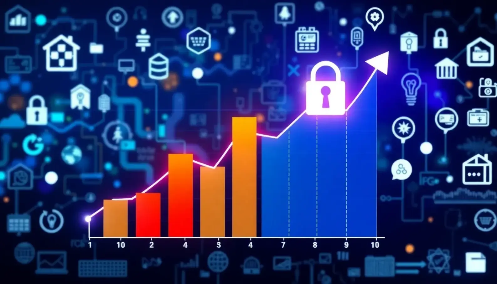 Visual representation of AI working as a shield against various cyber threats.