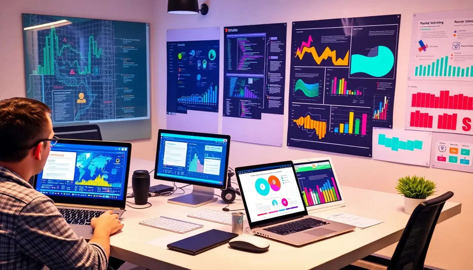 Visual representation of AI working as a shield against various cyber threats.